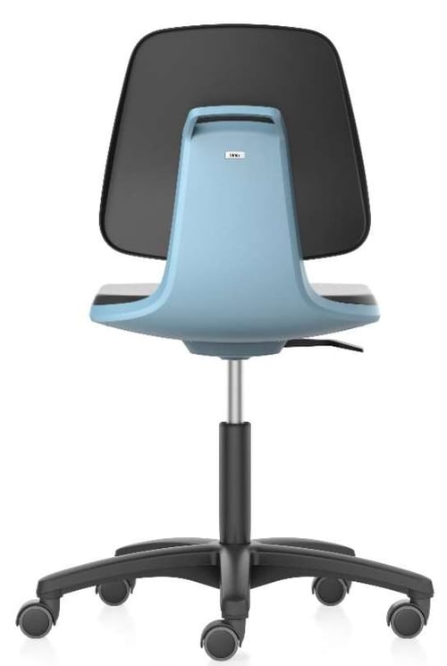 Bimos Labsit Laboratory Chair 9123 | Desk Height | Freewheeling Casters, Black Vinyl | Armless