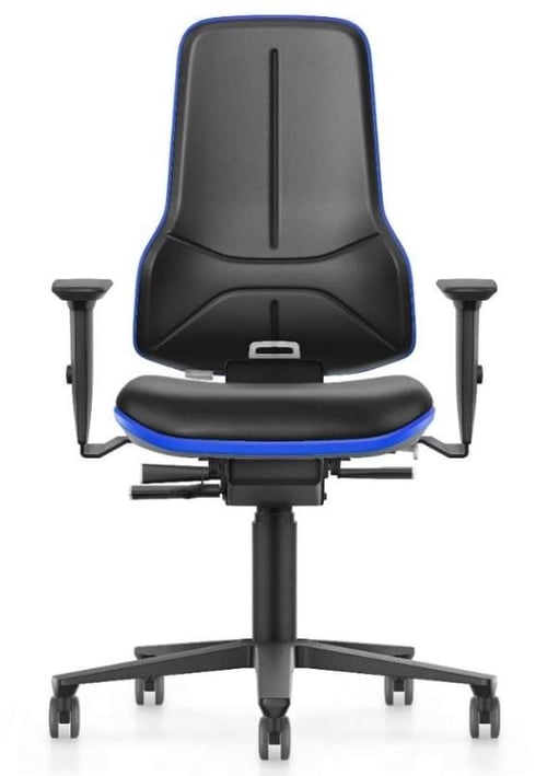 Bimos Neon Series Laboratory Chair 9573 | Desk Height | Freewheeling Casters | Black Vinyl | With 4D Arms