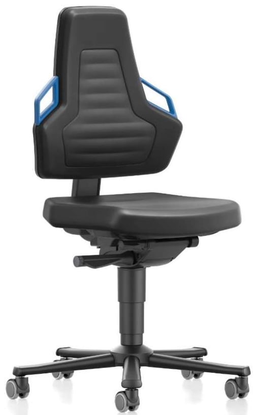 Bimos Nexxit Series Laboratory Chair 9033 Desk Height | Freewheeling Casters | Black Vinyl | No Arms