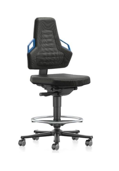 Bimos Nexxit Series Laboratory Chair Plus 9033+ | Desk-to-Bench Height | Freewheeling Casters with Footring | Black Vinyl | No Arms