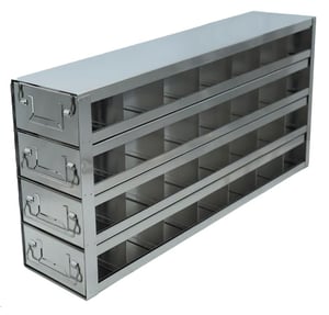 Stainless Steel Upright Freezer Drawer Rack for MATRIX Boxes, FluidX Boxes & Micronic Racks - 28 Box Capacity - 24.96" (L) x 10.7" (H)