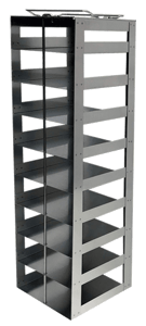 vertical freezer rack made out of aluminum for storage in a liquid nitrogen ln2 freezer