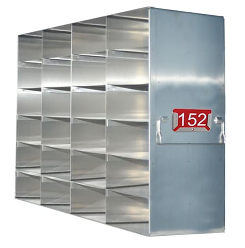 Upright Freezer Rack for 2" Fiberboard & Plastic Boxes | Rack Only (4 Boxes Deep x 6 Boxes High) | With Label Card Holder