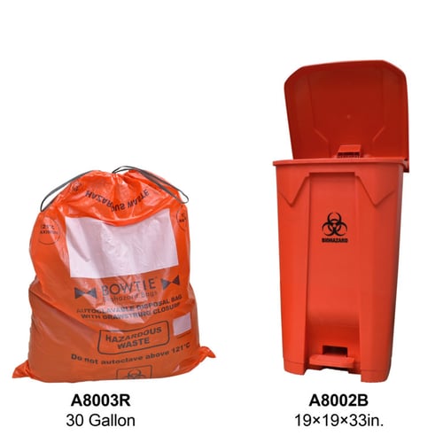 MTC-Bio BowTie™ Biohazard Bin, with hands-free foot pedal | 26 gallon capacity (100 liters)