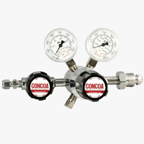 Concoca 312 Series Dual Stage Cylinder Regulator | Five-port, Chrome-plated Brass Barstock