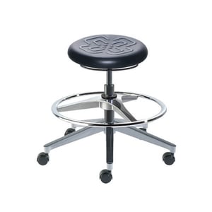 Biofit Cerex Series Laboratory Stool with Adjustable Footring | Standard Bench Height | 18” to 25” User Height | Black
