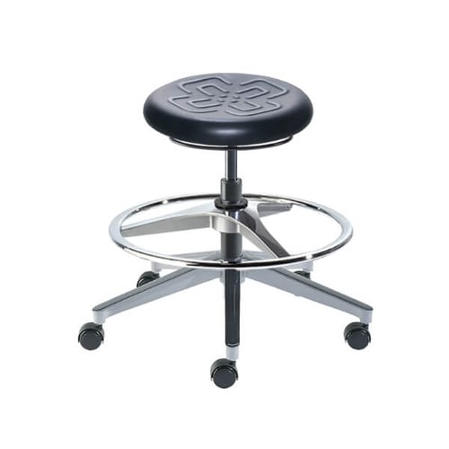 Biofit Cerex Series Laboratory Stool with Adjustable Footring | Standard Bench Height | 18” to 25” User Height | Black