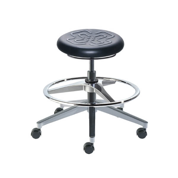 Biofit Cerex Series Laboratory Stool with Adjustable Footring | Standard Bench Height | 18” to 25” User Height | Black