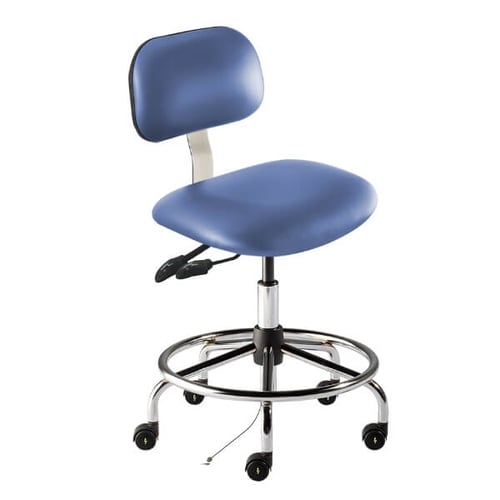 Biofit Bridgeport Series Cleanroom ESD Lab Chair | Standard Bench Height | 21” to 38” User Height | Blue