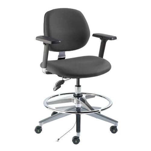 Biofit MVMT Tech C5 Series Cleanroom ESD Lab Chair | Standard Bench Height | 31” to 38.5” User Height | Black