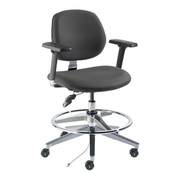 Biofit MVMT Tech C5 Series Cleanroom ESD Lab Chair | Standard Bench Height | 31” to 38.5” User Height | Black