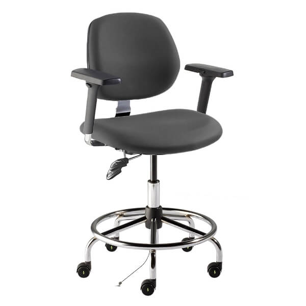 Biofit MVMT Tech HD Series Cleanroom ESD Lab Chair | Standard Bench Height | 32” to 39.5” User Height | Black