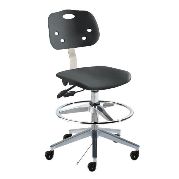 Biofit ArmorSeat Series Cleanroom ESD Lab Chair | High Bench Height | 33” to 43” User Height | Black