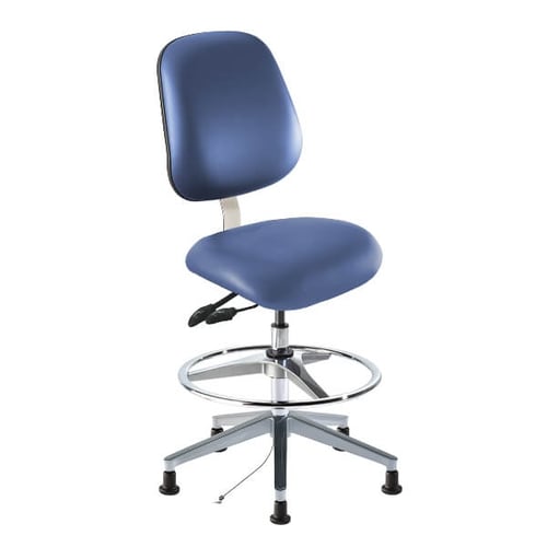 Biofit Amherst Series Cleanroom ESD Lab Chair | High Bench Height | 34” to 46” User Height | Blue