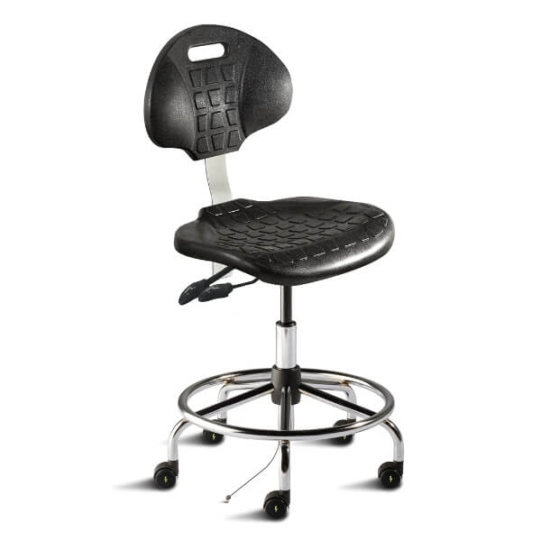 Biofit UniqueU Series Cleanroom ESD Lab Chair | Standard Bench Height | 32” to 39” User Height | Black