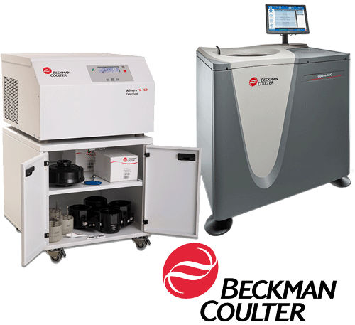 beckman coulter benchtop cetrifuge and floor standing ultra cetrifuge with beckman logo