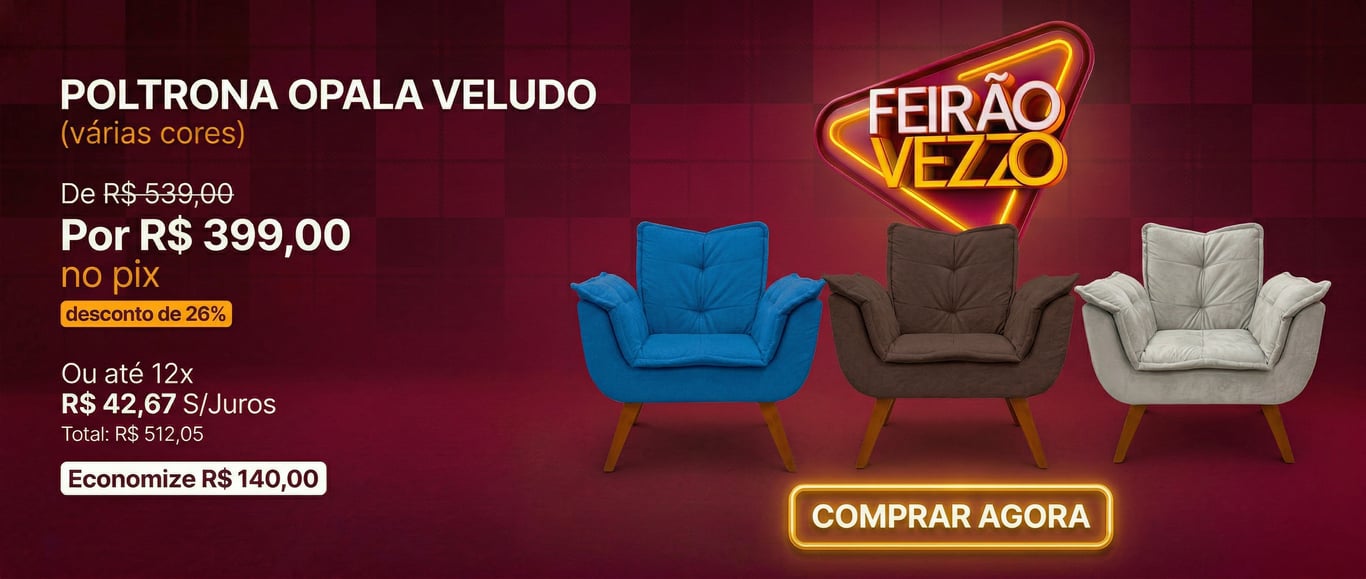 Feirão Vezzo - Poltrona Opala Veludo por R$ 399