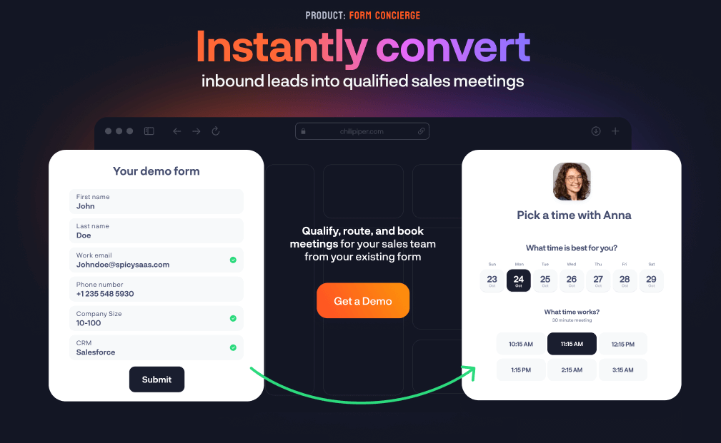 Book meetings from your forms - your highest intent channel 