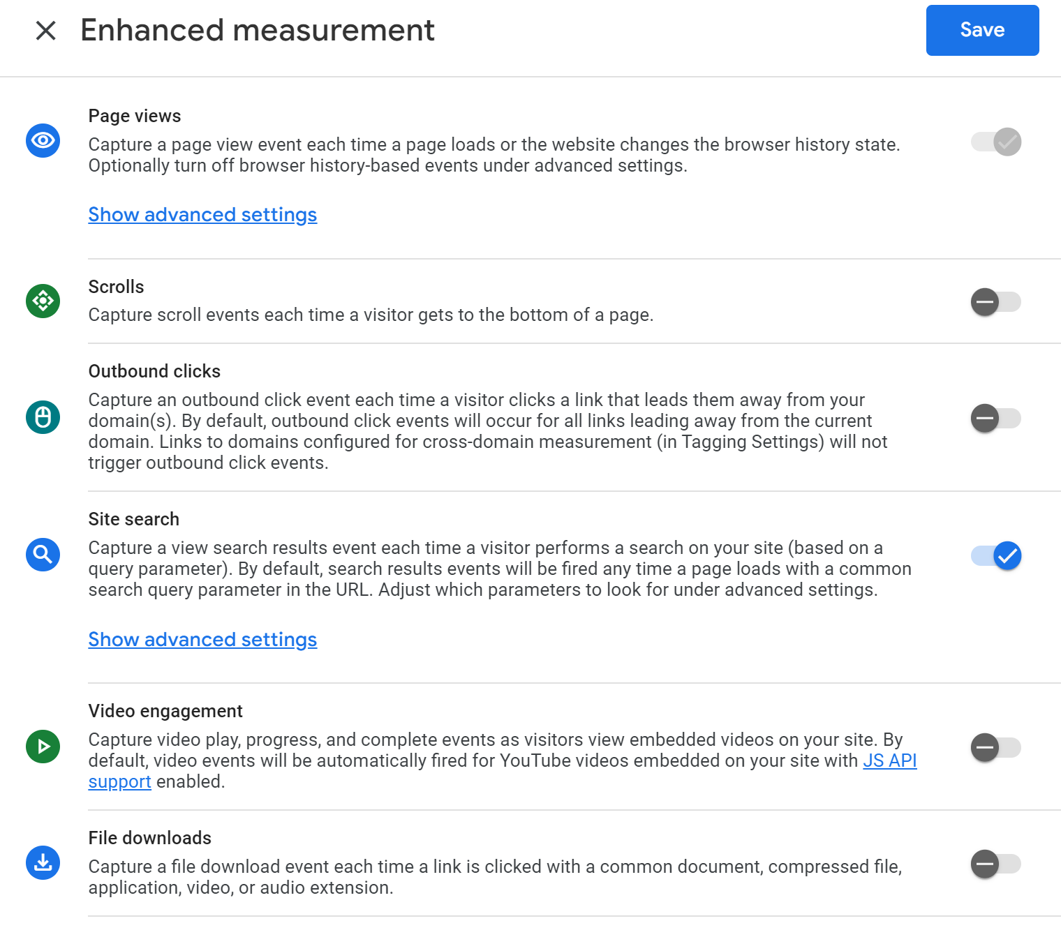Enhanced measurement google analytics