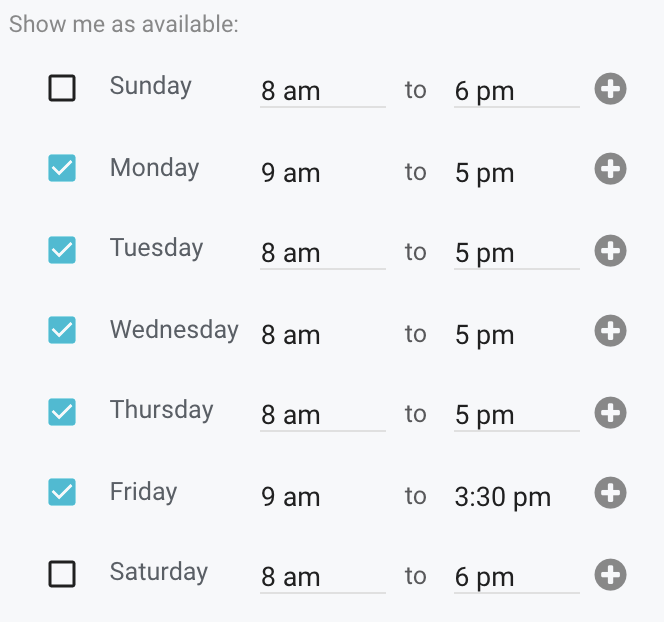 Team member's working hours