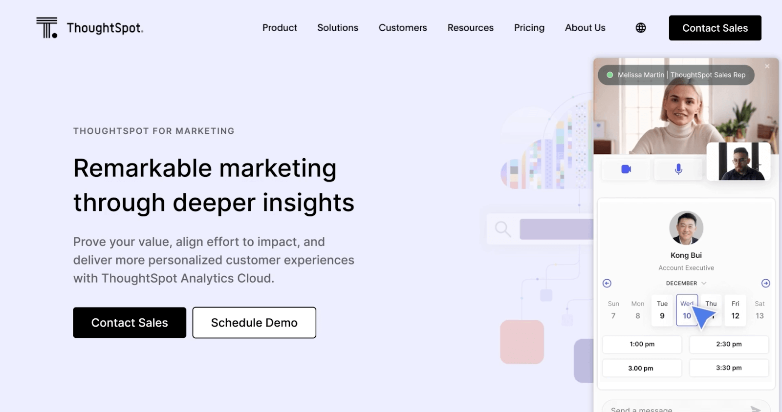 Example of Qualified Meetings chatbot on the ThoughtSpot website