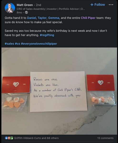 Candy hearts that we sent to CAB members for Valentine's Day