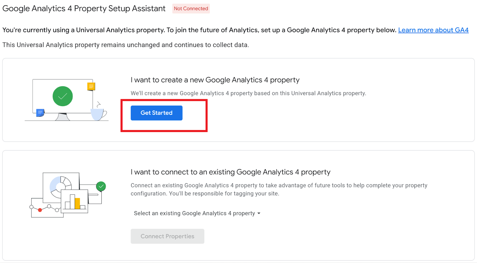 I want to create a new Google Analytics 4 property