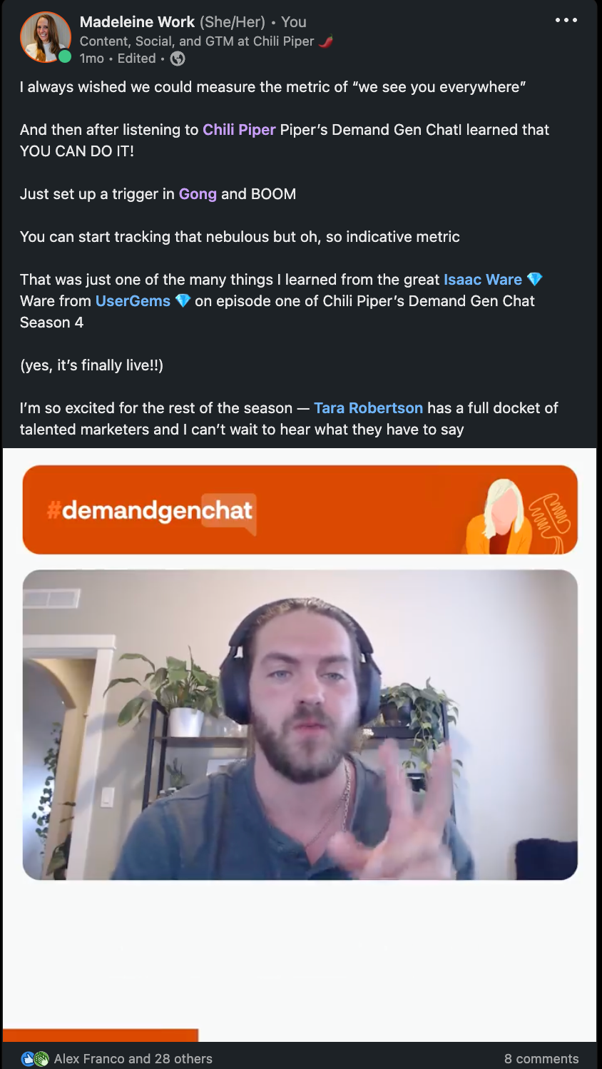 Employee post on LinkedIn