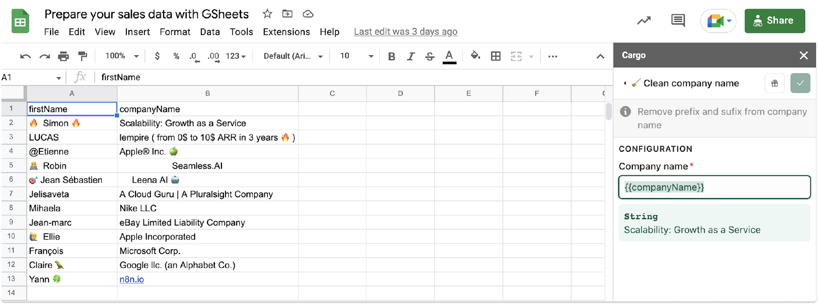 Map the variable you want to clean