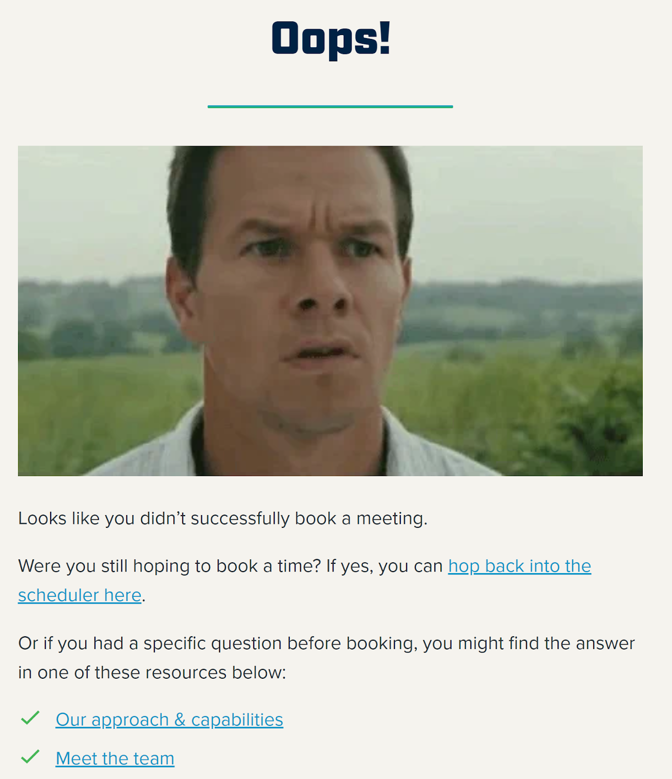 Booked Meeting Not Successful Landing Page