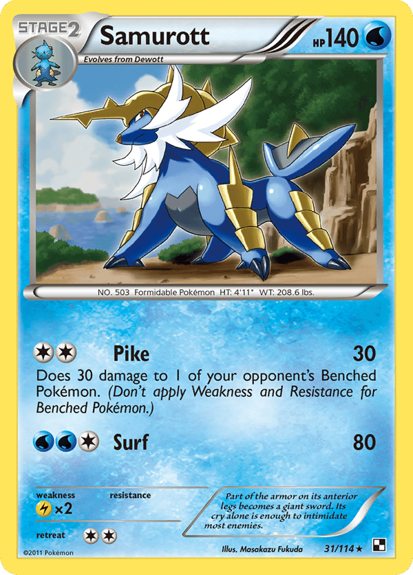 Samurott – Rare Holo – Black & White
