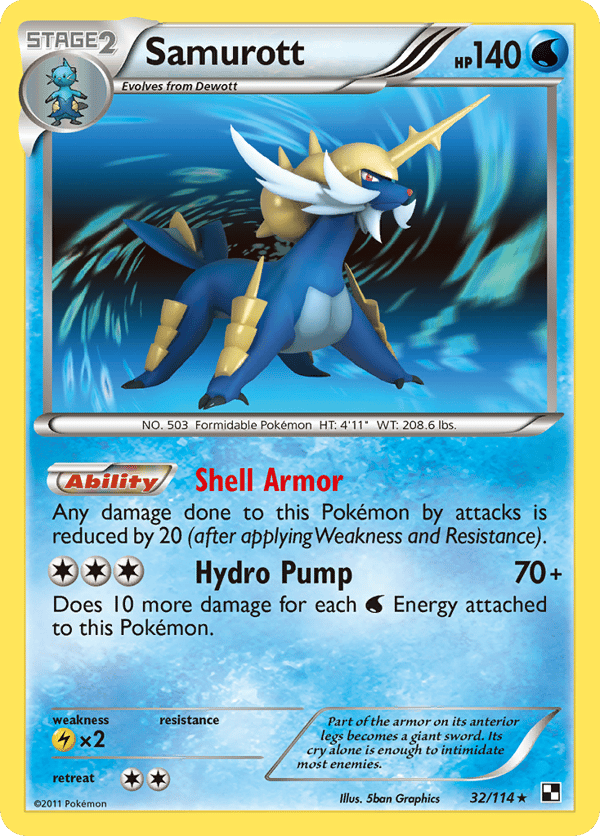 Samurott – Rare Holo – Black & White