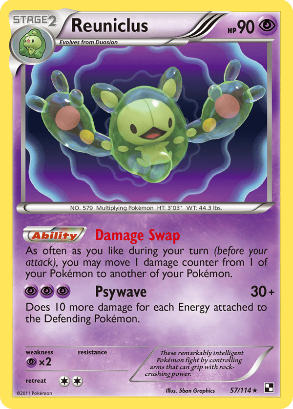 Reuniclus – Rare Holo – Black & White