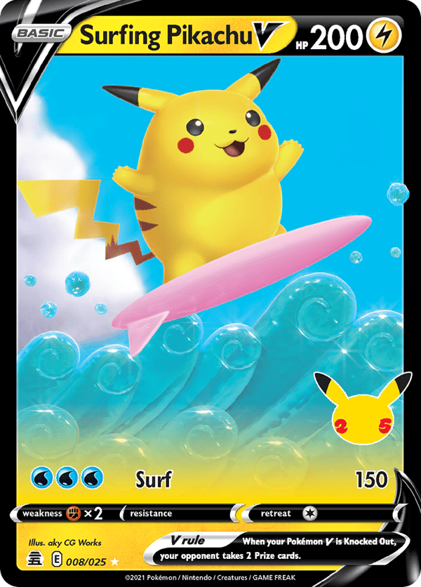 Surfing Pikachu V – Rare Holo V – Celebrations