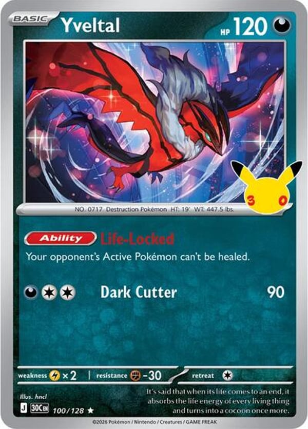 Yveltal #100 – Rare – 30th Celebration