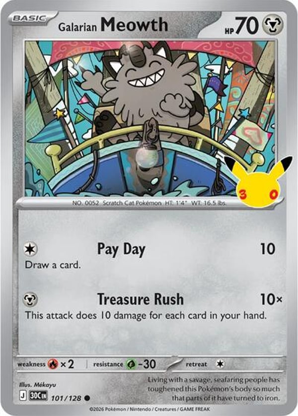 Galarian Meowth #101 – Common – 30th Celebration