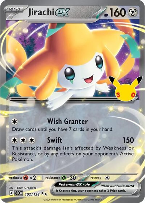 Jirachi ex #102 – Double Rare – 30th Celebration