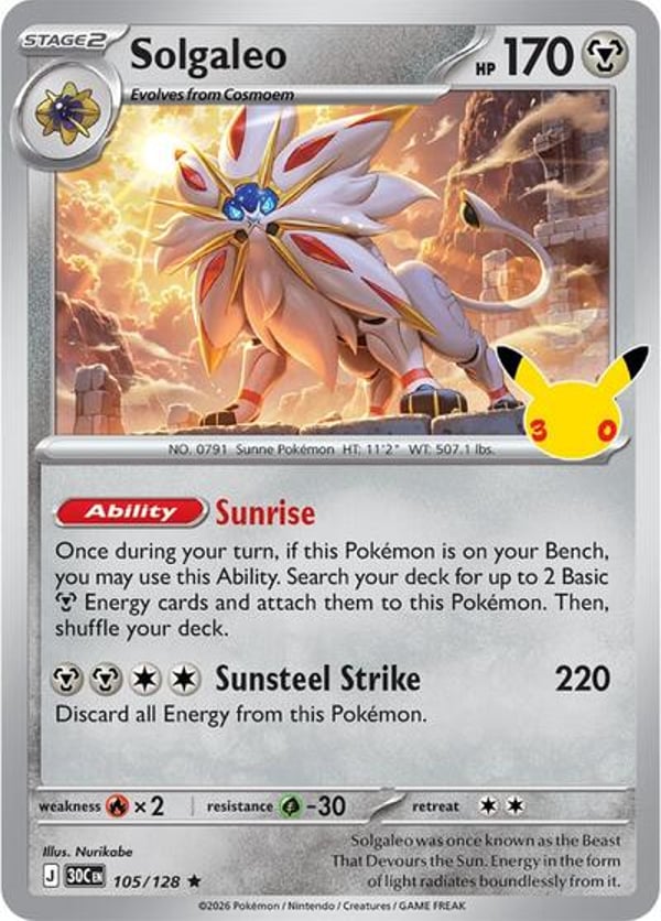 Solgaleo #105 – Rare – 30th Celebration