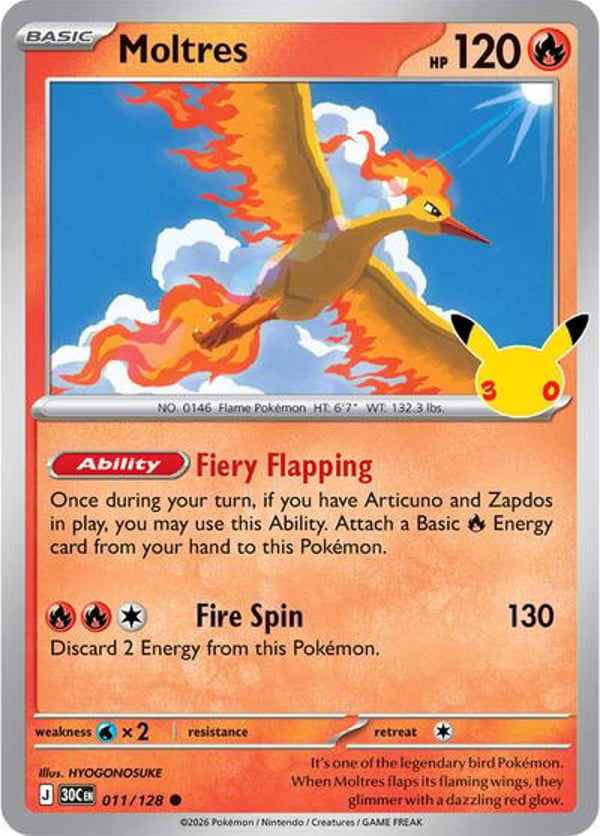 Moltres #11 – Common – 30th Celebration