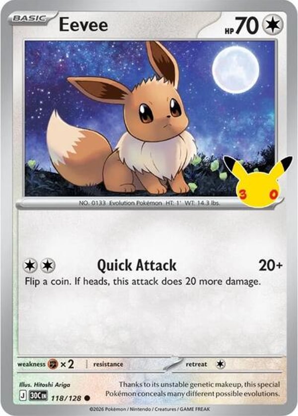 Eevee #118 – Common – 30th Celebration