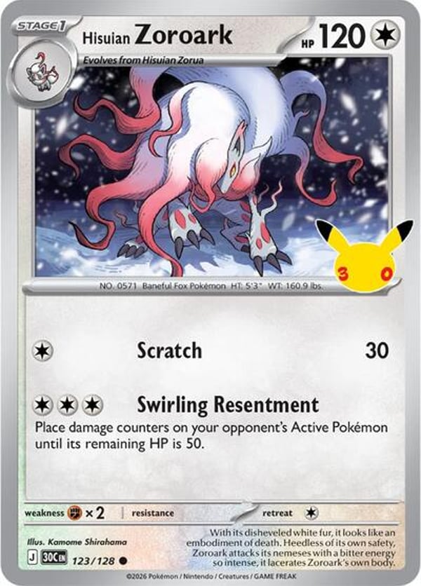 Hisuian Zoroark #123 – Common – 30th Celebration