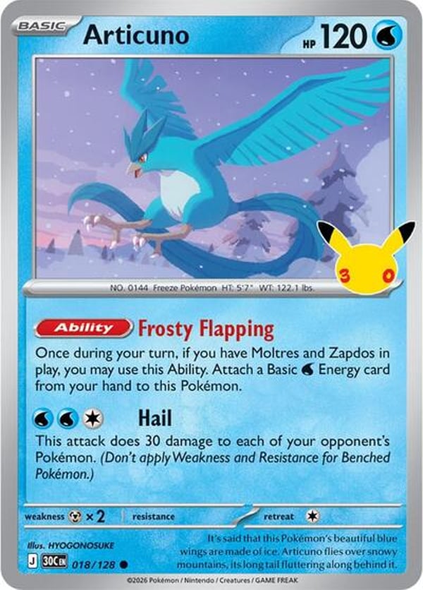 Articuno #18 – Common – 30th Celebration