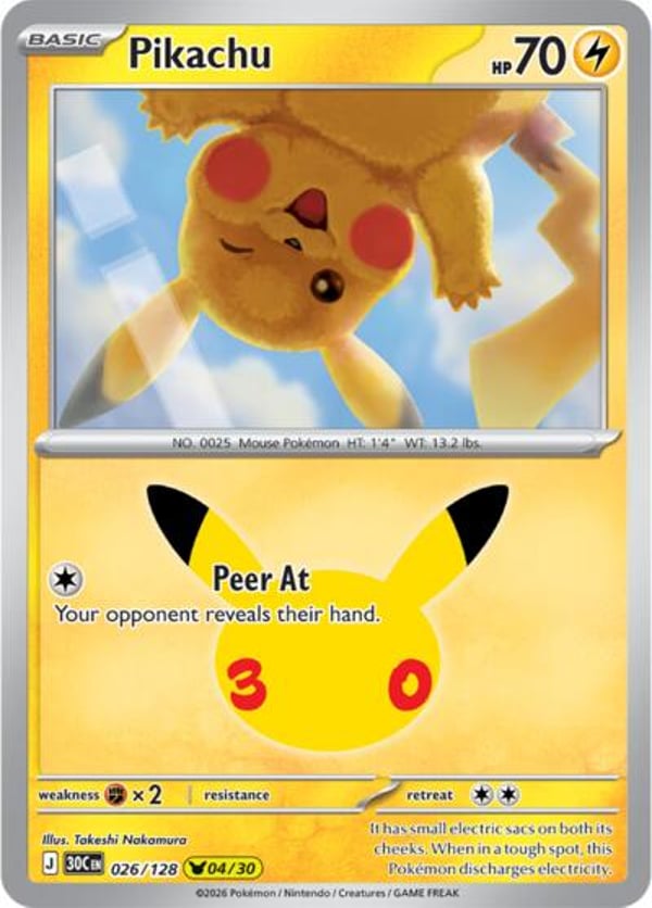 Pikachu #26 – Pikachu Rare – 30th Celebration