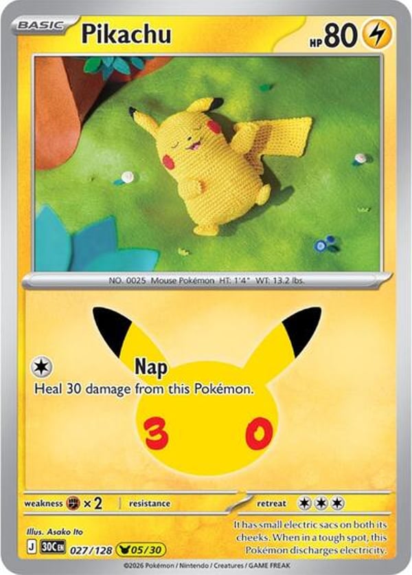 Pikachu #27 – Pikachu Rare – 30th Celebration