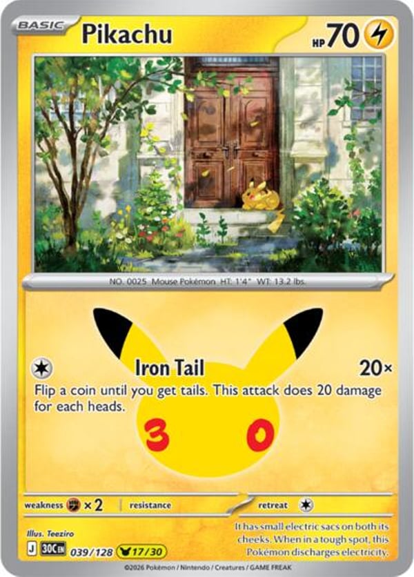 Pikachu #39 – Pikachu Rare – 30th Celebration