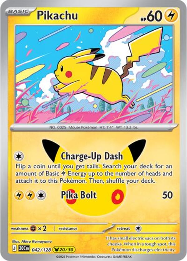 Pikachu #42 – Pikachu Rare – 30th Celebration