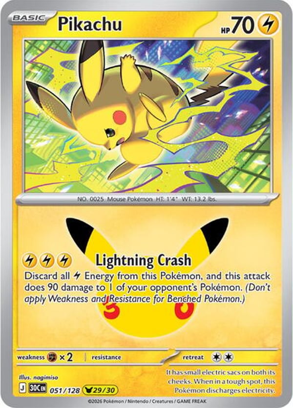 Pikachu #51 – Pikachu Rare – 30th Celebration