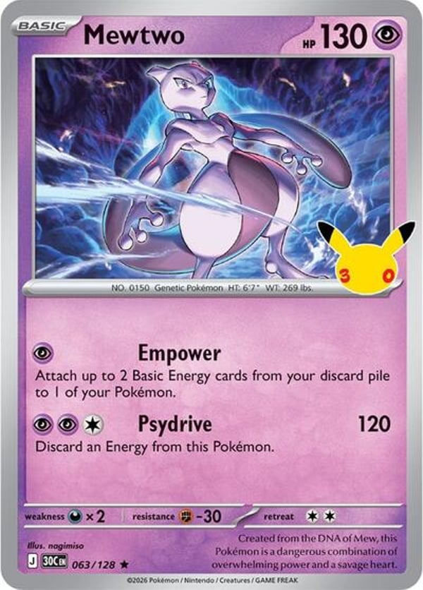 Mewtwo #63 – Rare – 30th Celebration