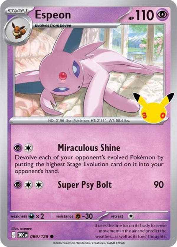 Espeon #69 – Common – 30th Celebration