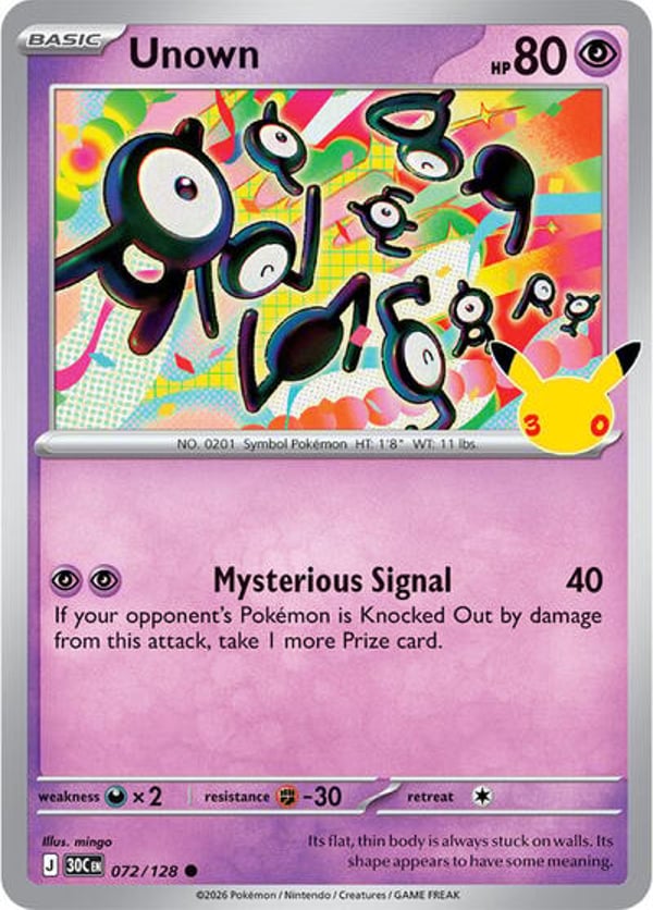 Unown #72 – Common – 30th Celebration